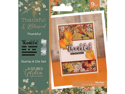 Nature's Garden - Thankful & Blessed Stamp and Die - Thankful