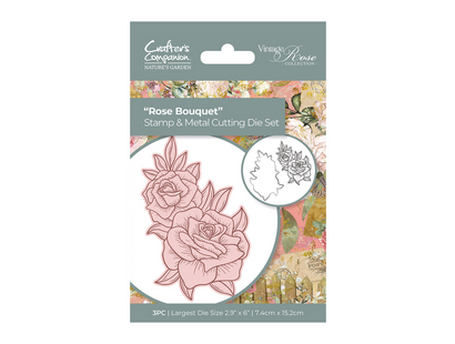 Nature's Garden Vintage Rose Stamp & Die - Rose Bouquet