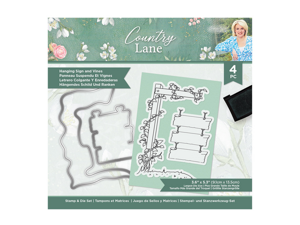 Sara Signature Country Lane Stamp and Die - Hanging Sign and Vines