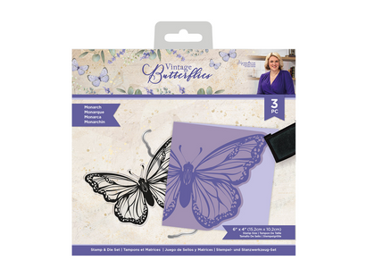 Sara Signature Vintage Butterflies Stamp and Die - Monarch