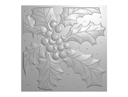 Nature’s Garden - 3D Embossing Folder 5.5” x 5.5” - Holly Evergreen