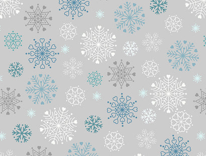 Lewis & Irene Fabric - Snowflakes on Grey