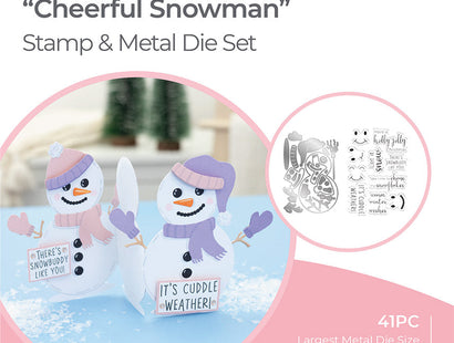 Gemini Shaped Card Base Stamp & Die - Cheerful Snowman