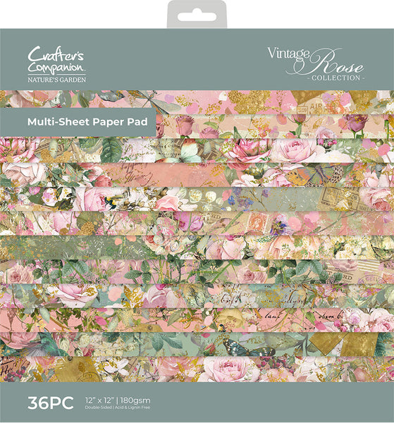 Nature's Garden Vintage Rose 12 x 12 Paper Pad -Crafter's Companion US