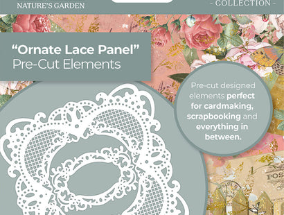 Nature's Garden Vintage Rose Pre-cut elements - Ornate Lace Panel