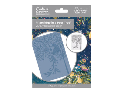 6" x 4" Partridge in a Pear Tree 2D Embossing Folder